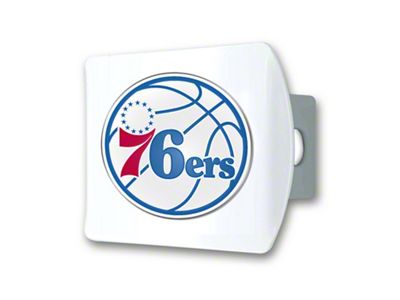 Hitch Cover with Philadelphia 76ers Logo; White (Universal; Some Adaptation May Be Required)