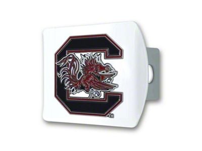 Hitch Cover with South Carolina Logo; White (Universal; Some Adaptation May Be Required)