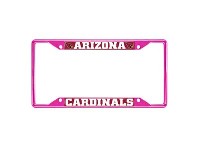 License Plate Frame with Arizona Cardinals; Pink (Universal; Some Adaptation May Be Required)
