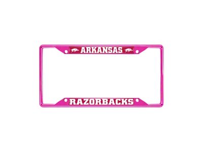 License Plate Frame with Arkansas; Pink (Universal; Some Adaptation May Be Required)