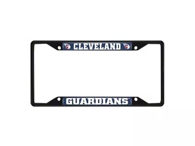 License Plate Frame with Cleveland Guardians Logo; Black and Blue (Universal; Some Adaptation May Be Required)