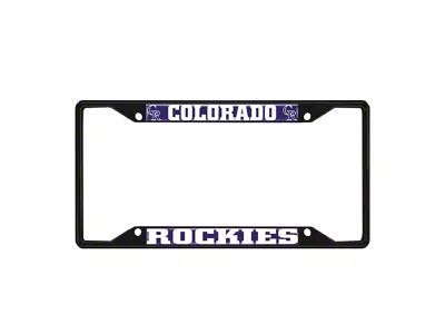 License Plate Frame with Colorado Rockies Logo; Black and Purple (Universal; Some Adaptation May Be Required)