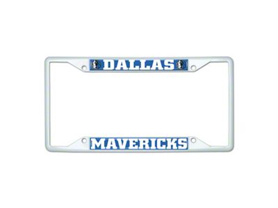 License Plate Frame with Dallas Mavericks; White (Universal; Some Adaptation May Be Required)