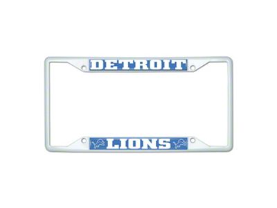 License Plate Frame with Detroit Lions; White (Universal; Some Adaptation May Be Required)