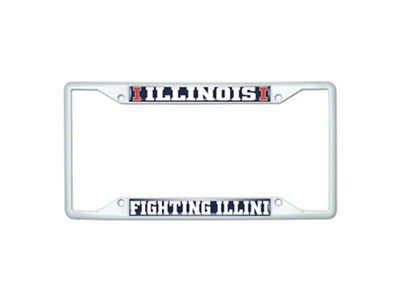 License Plate Frame with Illinois; White (Universal; Some Adaptation May Be Required)