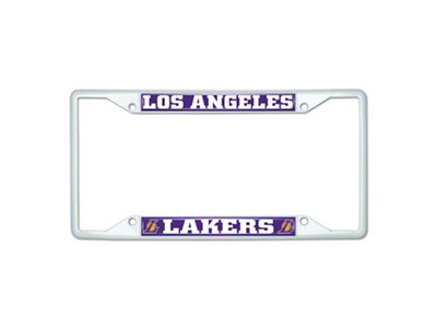 License Plate Frame with Los Angeles Lakers; White (Universal; Some Adaptation May Be Required)