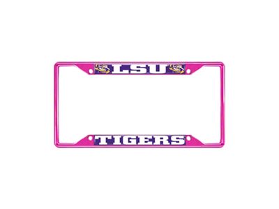 License Plate Frame with LSU; Pink (Universal; Some Adaptation May Be Required)