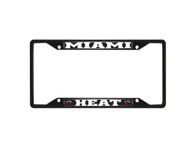 License Plate Frame with Miami Heat Logo; Black and Chrome (Universal; Some Adaptation May Be Required)