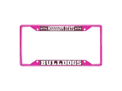 License Plate Frame with Mississippi State; Pink (Universal; Some Adaptation May Be Required)