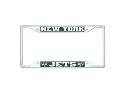 License Plate Frame with New York Jets; White (Universal; Some Adaptation May Be Required)