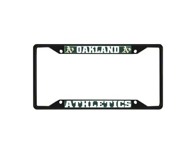 License Plate Frame with Oakland Athletics Logo; Black and Green (Universal; Some Adaptation May Be Required)
