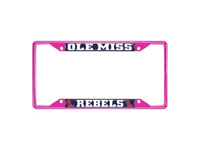 License Plate Frame with Ole Miss; Pink (Universal; Some Adaptation May Be Required)
