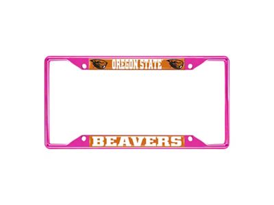 License Plate Frame with Oregon State; Pink (Universal; Some Adaptation May Be Required)