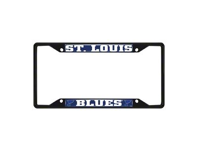 License Plate Frame with St. Louis Blues Logo; Black and Navy (Universal; Some Adaptation May Be Required)