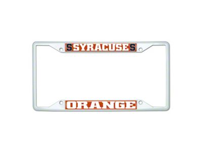 License Plate Frame with Syracuse; White (Universal; Some Adaptation May Be Required)