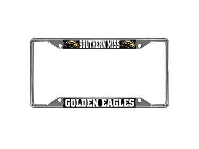 License Plate Frame with University of Southern Mississippi Logo; Chrome (Universal; Some Adaptation May Be Required)