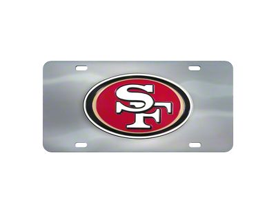 License Plate with San Francisco 49ers Logo; Stainless Steel (Universal; Some Adaptation May Be Required)