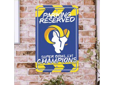 Parking Sign with Los Angeles Rams Super Bowl LVI Champions Logo; Blue