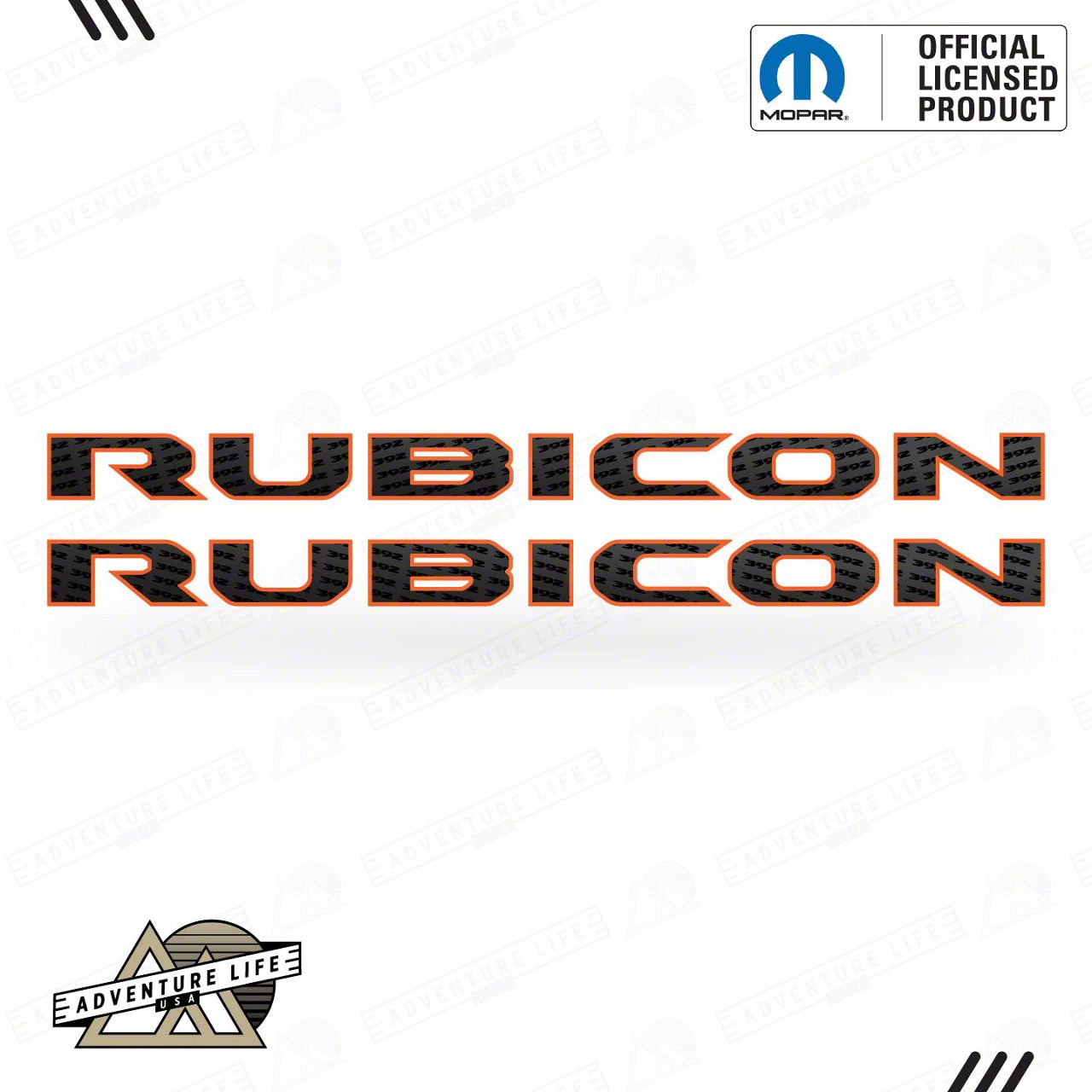 Universal XT RUBICON Hood Lettering Decals; 392 and Orange (Universal ...