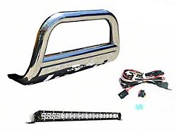 3-Inch Bull Bar with 20-Inch LED Light Bar; Stainless Steel (05-26 Frontier)