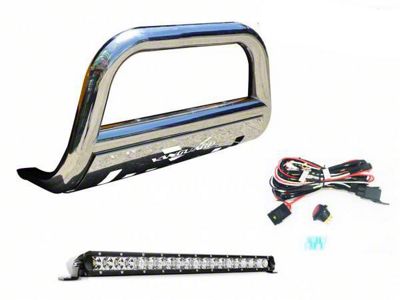 3-Inch Bull Bar with 20-Inch LED Light Bar; Stainless Steel (05-25 Frontier)
