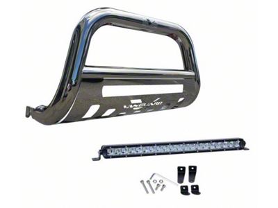 Bull Bar with 18-Inch LED Light Bar; Stainless Steel (05-25 Frontier)