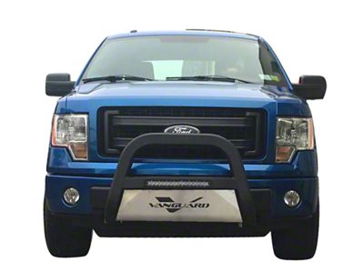 Optimus Bull Bar with 18-Inch LED Light Bar and Stainless Steel Skid Plate; Black (05-25 Frontier)