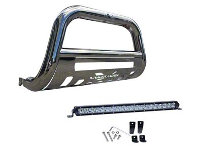 Bull Bar with 18-Inch LED Light Bar; Stainless Steel (03-24 4Runner, Excluding TRD)