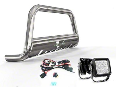Bull Bar with 4.50-Inch LED Cube Lights; Stainless Steel (03-24 4Runner, Excluding TRD)