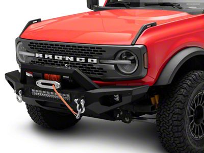 HD Front Bumper with Hoop and LED Lightbar; Black (21-25 Bronco, Excluding Raptor)