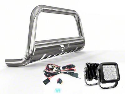 Bull Bar with 4.50-Inch LED Cube Lights; Stainless Steel (15-23 Jeep Renegade BU)