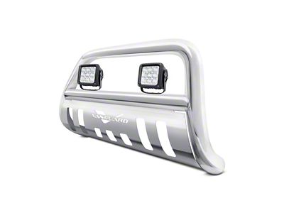 Bull Bar with 4.50-Inch LED Cube Lights; Stainless Steel (16-23 Tacoma, Excluding TRD)