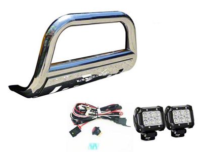 Bull Bar with 2.50-Inch LED Cube Lights; Stainless Steel (04-15 Titan)