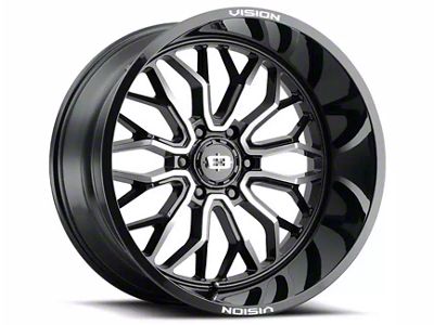 Vision Off-Road Riot Gloss Black Machined 6-Lug Wheel; 22x10; -19mm Offset (03-09 4Runner)