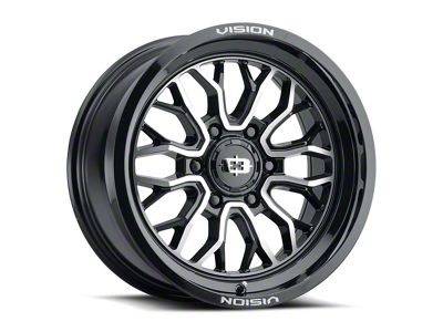 Vision Off-Road Riot Gloss Black Machined 6-Lug Wheel; 20x12; -51mm Offset (21-25 Bronco, Excluding Raptor)