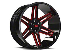 Vision Off-Road Razor Gloss Black Milled Spoke with Red Tint Wheel; 20x10; -25mm Offset (20-25 Jeep Gladiator JT)