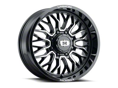 Vision Off-Road Riot Gloss Black Machined Wheel; 20x9; 10mm Offset (20-25 Jeep Gladiator JT)