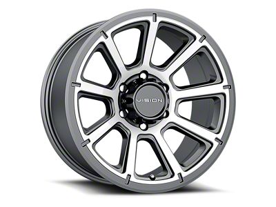 Vision Off-Road Turbine Gunmetal Machined Face Wheel; 17x8.5; -6mm Offset (20-25 Jeep Gladiator JT)