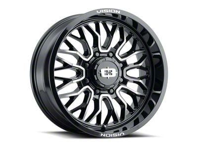Vision Off-Road Riot Gloss Black Machined Wheel; 20x9; 10mm Offset (22-25 Jeep Grand Cherokee WL)