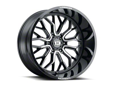 Vision Off-Road Riot Gloss Black Machined Wheel; 22x12; -51mm Offset (07-18 Jeep Wrangler JK)