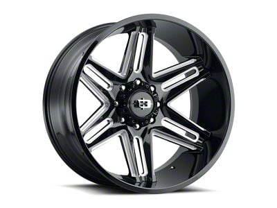 Vision Off-Road Razor Gloss Black Milled Spoke Wheel; 24x12; -51mm Offset (18-25 Jeep Wrangler JL)