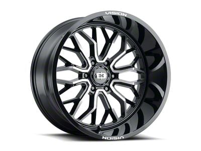 Vision Off-Road Riot Gloss Black Machined Wheel; 22x12; -51mm Offset (18-25 Jeep Wrangler JL)
