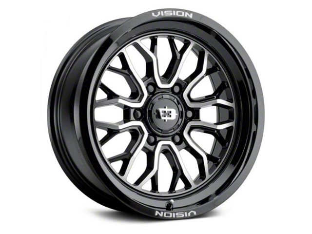 Vision Off-Road Tacoma Riot Gloss Black Machined 6-Lug Wheel; 20x10 ...