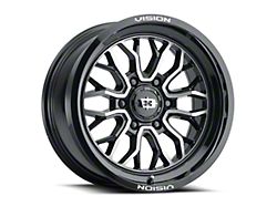 Vision Off-Road Riot Gloss Black Machined 6-Lug Wheel; 18x9; -12mm Offset (16-24 Titan XD)