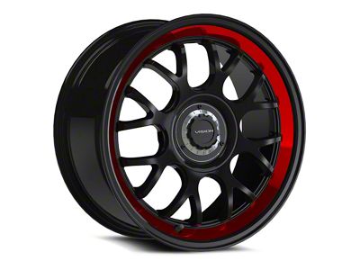 Vision Wheel Alpine Gloss Black with Red Tint and Brushed Lip 5-Lug Wheel; 17x8; 38mm Offset (21-26 Bronco Sport)