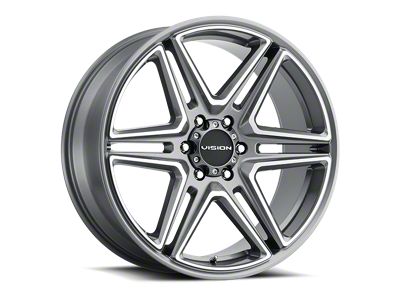 Vision Wheel Wedge Gunmetal Machined 6-Lug Wheel; 24x9.5; 30mm Offset (16-24 Titan XD)