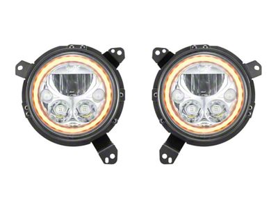 Vision X LED Headlights with Amber Halo; Chrome Housing; Clear Lens (20-25 Jeep Gladiator JT)