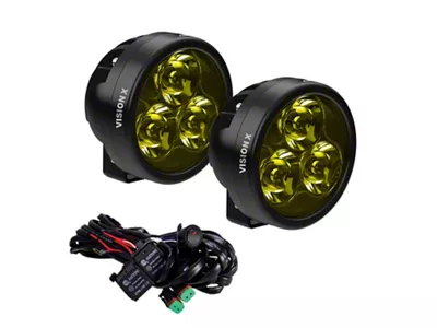 Vision X 3.50-Inch Cannon Race Series 3 LED Driving Light Kit; Yellow; Spot Beam (Universal; Some Adaptation May Be Required)