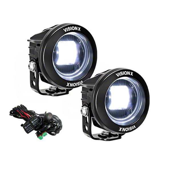 Vision X Jeep Wrangler 3.70-Inch Round SAE-LED CG2 Light Cannon Kit ...