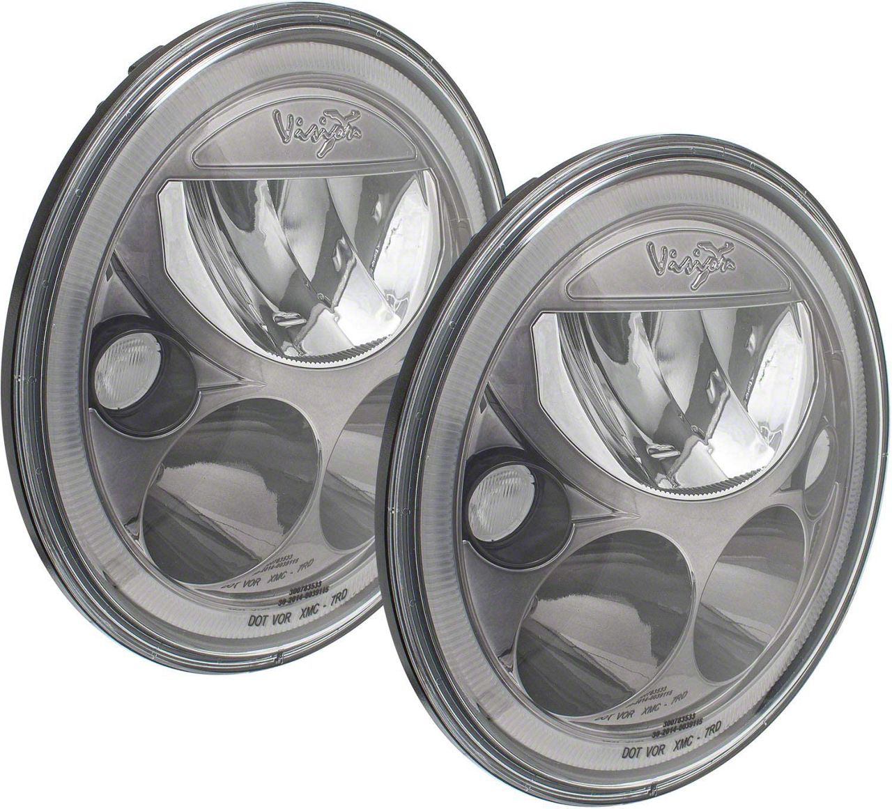 Vision X Jeep Wrangler LED Headlights with Amber Halo; Black Chrome Housing; Clear Lens XIL